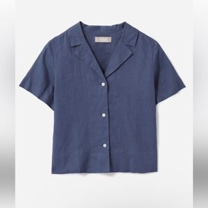 Absolutely Gorgeous deep blue Everlane 100% linen shirt in excellent condition